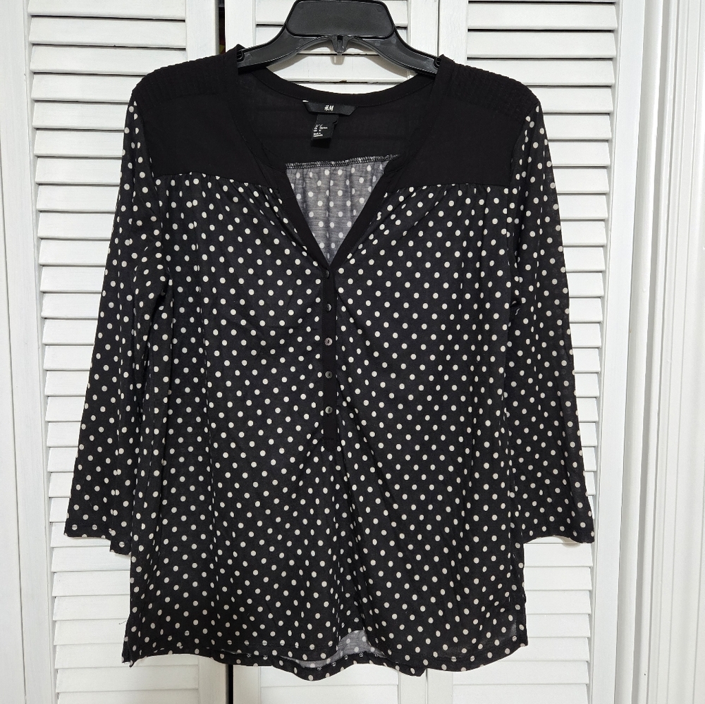 H&M Women's M Polka Dot Blouse